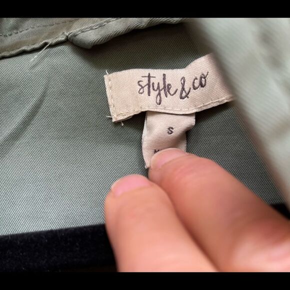 Style & Co green/teal hip length jacket, drawstring, snaps/zipper, brand new, S - Picture 3 of 12